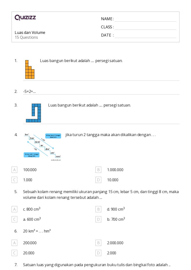 50 lembar kerja Mengukur Volume untuk Kelas 4 di Quizizz Gratis