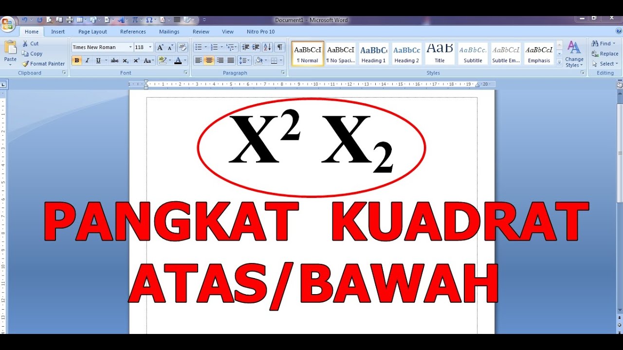Cara Membuat Pangkat Kuadrat Atas Bawah di Ms Word - YouTube