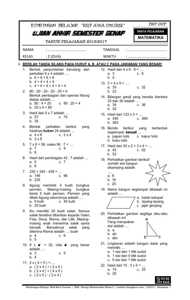 5 Rahasia Soal Matematika Kelas 2 Semester 1 Tematik yang Wajib Diketahui Orang Tua 5 Rahasia Soal Matematika Kelas 2 Semester 1 Tematik yang Wajib Diketahui Orang Tua