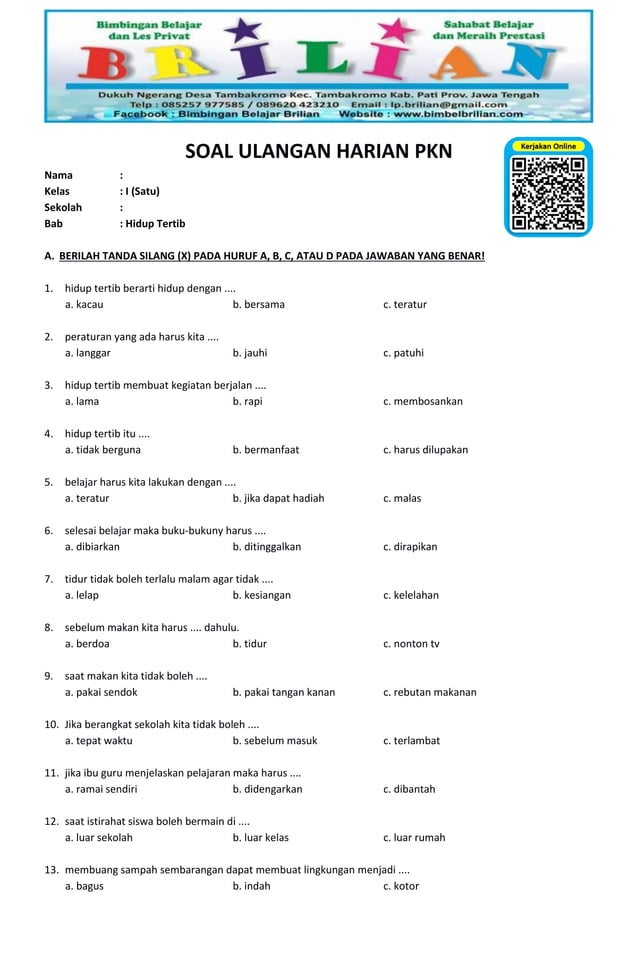 Akhirnya Terungkap Hanapi Bani Bocorkan Soal PKN Kelas 1 Semester 2 dan Kunci Jawaban 2026