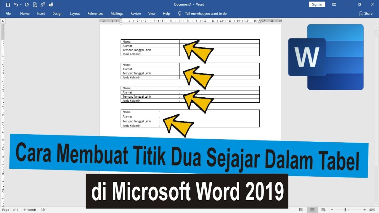 Cara Membuat Titik Dua Sejajar di Word Dalam Tabel Cara Membuat Titik Dua Sejajar di Word Dalam Tabel