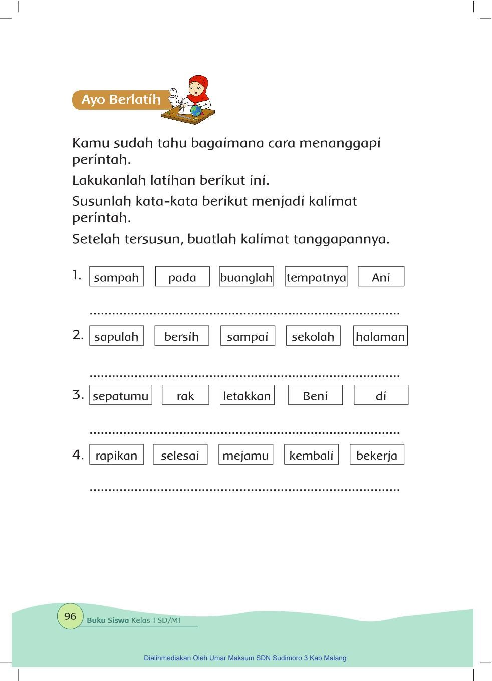 5 Cara Mudah Menyusun Kalimat Kelas 1 SD dengan contoh soal menyusun kalimat kelas 1 sd