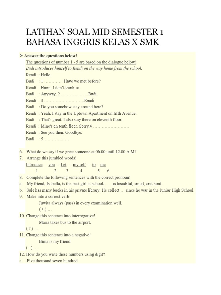 7 Rahasia Kuasi Contoh Soal Mid Bahasa Inggris Kelas 8 Semester 1 K13 Sebelum Nilai Turun
