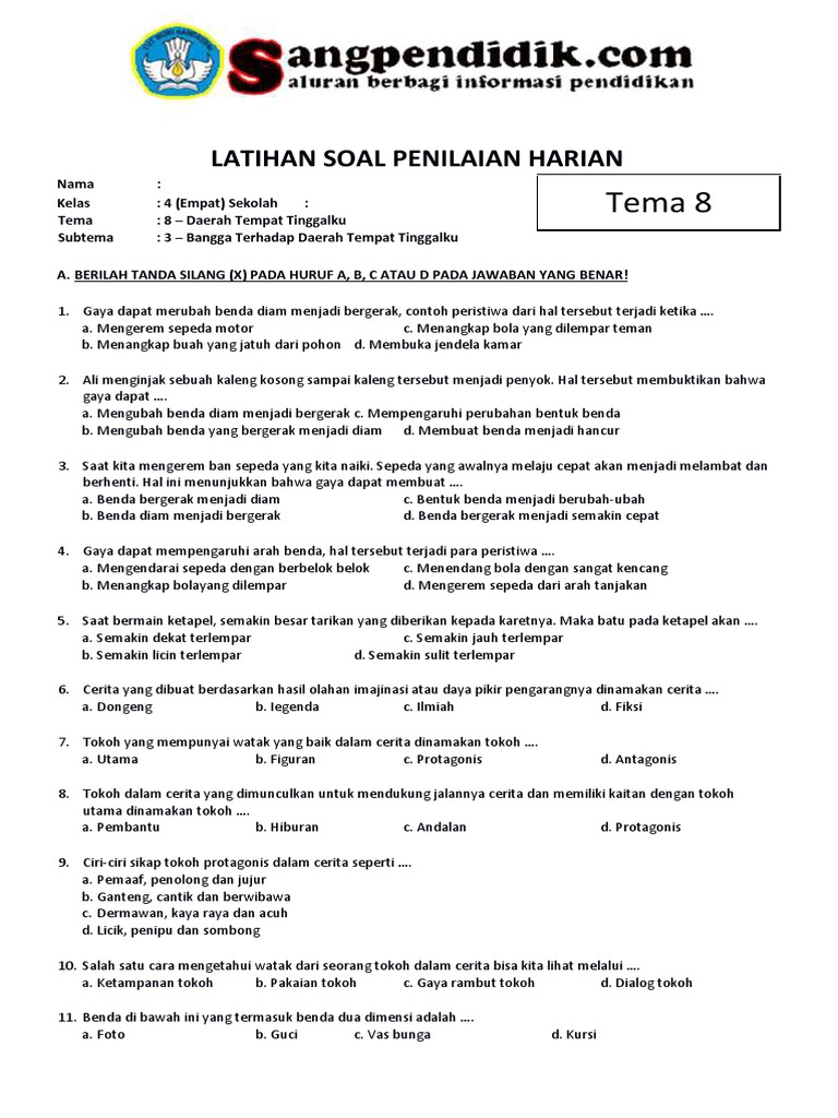 Kumpulan Soal Tema 8 Kelas 4 SD Terlengkap 2026 dengan Kunci Jawaban yang Wajib Dikuasai Siswa