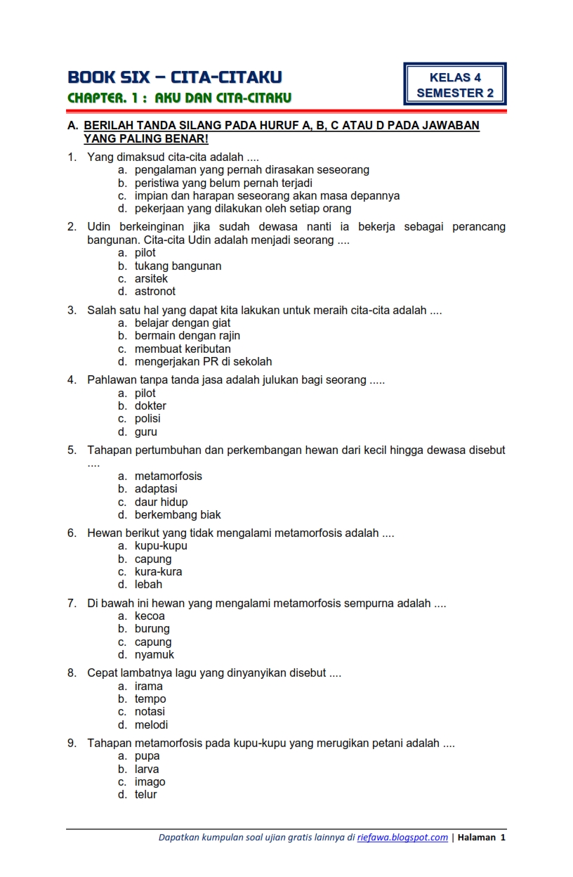 Kumpulan Soal Tema Kelas 4 Semester 2 Tema 6 yang Wajib Dikuasai Siswa Sebelum Ujian 2026