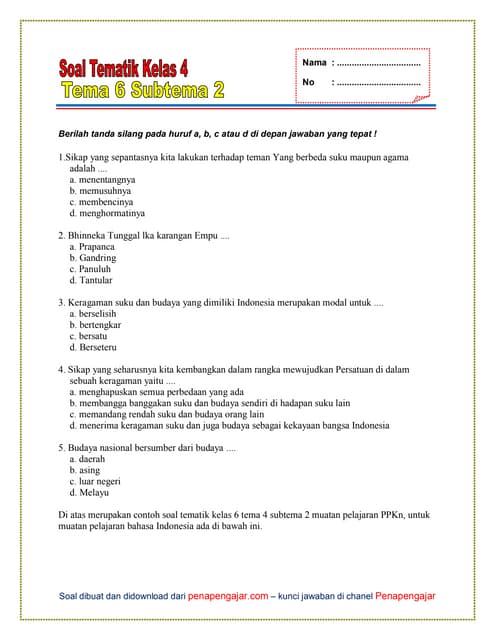 Rahasia kumpulan soal tema 6 kelas 4 terinspirasi 50 kata mutiara Maulid Nabi 7 menit