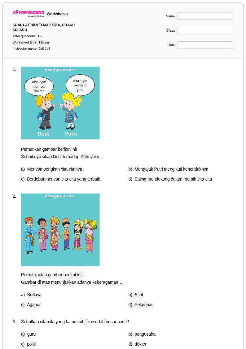 Terbukti! Kumpulan Soal Tema 6 Kelas 4 Cita Citaku Bikin Anak Kuasai Materi Sebelum Ujian