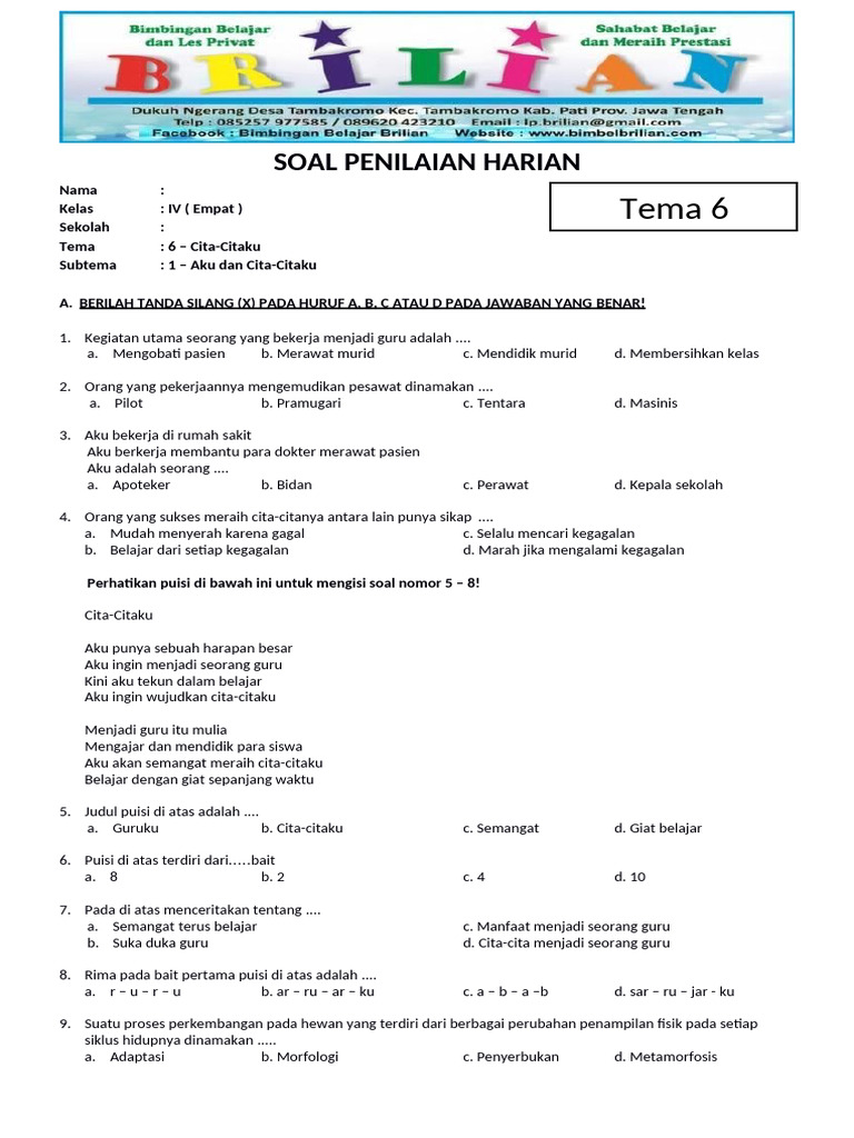 Ternyata Bukan Cuma Pramuka, Ini Kumpulan Soal Tematik 6 Kelas 4 SD yang Wajib Dikuasai Sebelum Ulangan Akhir 2026