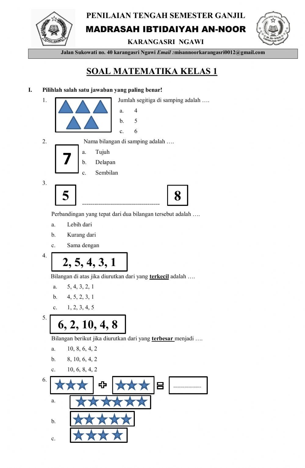 Rahasia 7 Contoh Soal Mid Kelas 1 SD Matematika yang Bikin Anak Lebih Pintar Sebelum Ujian
