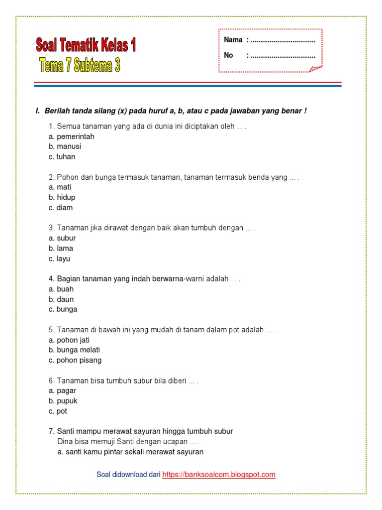 Rahasia Cepat Paham Soal Tematik Kelas 1 Tema 7 Subtema 3 dan 4 Agar Nilai Melejit Rahasia Cepat Paham Soal Tematik Kelas 1 Tema 7 Subtema 3 dan 4 Agar Nilai Melejit