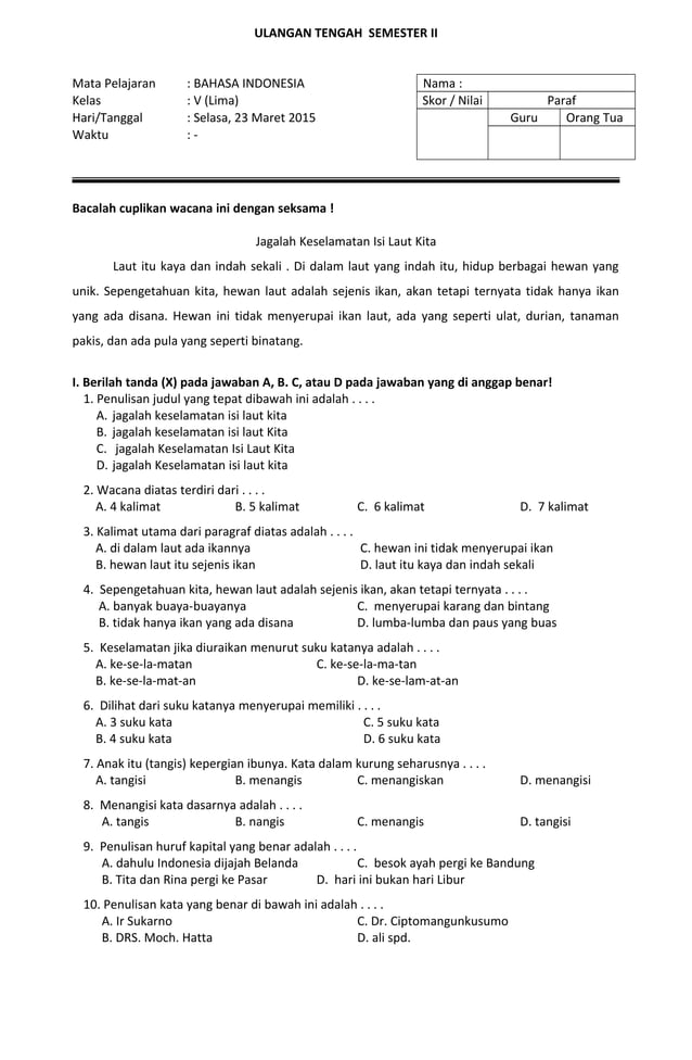 Rahasia Lolos Ujian Ternyata Ada di Soal Bahasa Indonesia Kelas 5 Semester 2 Ini Rahasia Lolos Ujian Ternyata Ada di Soal Bahasa Indonesia Kelas 5 Semester 2 Ini