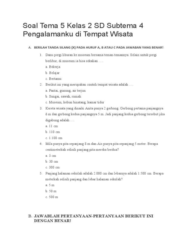 Rahasia Lolos Ujian dengan Soal Tematik Kelas 2 SD Tema 5 Subtema 4 Terbaru