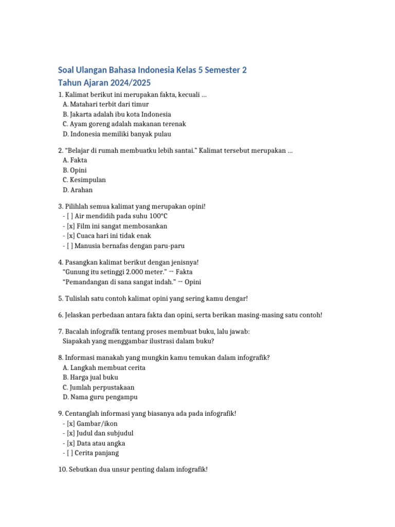 Rahasia Lulus Ujian dengan Soal Bahasa Indonesia Kelas 5 Semester 2 KTSP 2006 Terbaru Rahasia Lulus Ujian dengan Soal Bahasa Indonesia Kelas 5 Semester 2 KTSP 2006 Terbaru