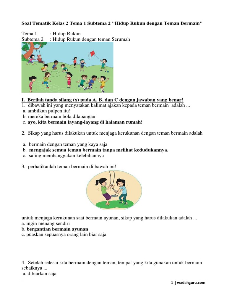 Rahasia Skor Tinggi: Kumpulan soal tematik kelas 2 tema 1 subtema 4 revisi 2017 Terbaru Rahasia Skor Tinggi: Kumpulan soal tematik kelas 2 tema 1 subtema 4 revisi 2017 Terbaru