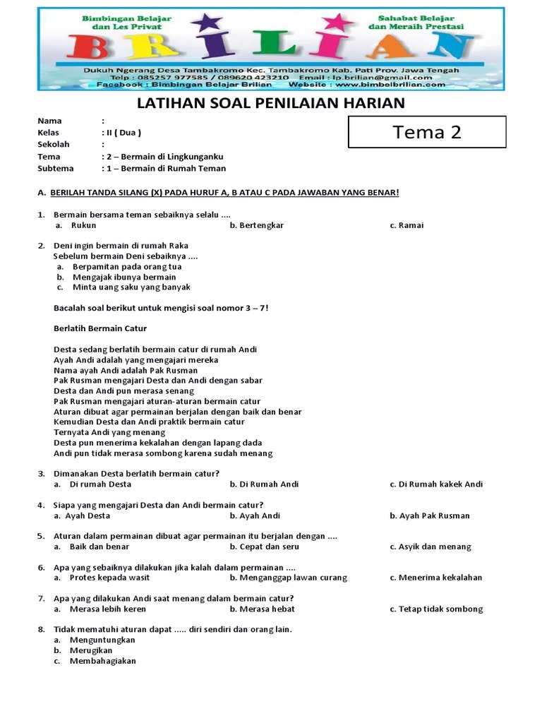 Rahasia Sukses Jawab soal tematik kelas 2 sd tema 2 subtema 4 Agar Nilai Sempurna Rahasia Sukses Jawab soal tematik kelas 2 sd tema 2 subtema 4 Agar Nilai Sempurna
