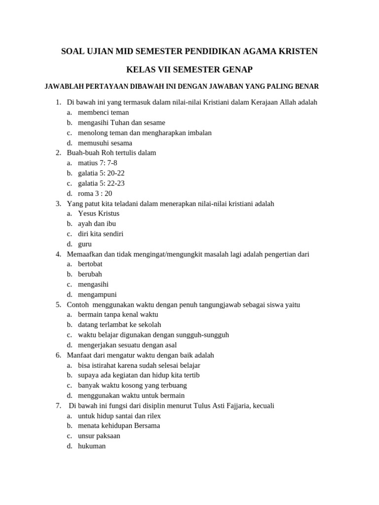 Wajib Tahu! Bocoran Contoh Soal Mid Semester 1 Kelas 7 SD Kurikulum 2013 Terbaru Wajib Tahu! Bocoran Contoh Soal Mid Semester 1 Kelas 7 SD Kurikulum 2013 Terbaru