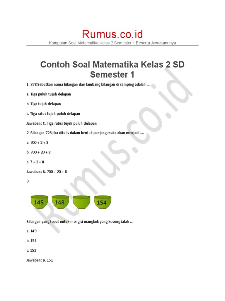 Wajib Tahu! Ini Kumpulan Contoh Soal Mid Semester 1 Kelas 2 SD Kurikulum 2013 Terbaru Wajib Tahu! Ini Kumpulan Contoh Soal Mid Semester 1 Kelas 2 SD Kurikulum 2013 Terbaru