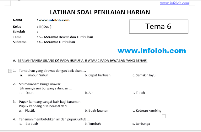 Wajib Tahu Kumpulan Soal Tematik Kelas 2 SD Tema 6 Subtema 4 Agar Anak Cepat Pintar Wajib Tahu Kumpulan Soal Tematik Kelas 2 SD Tema 6 Subtema 4 Agar Anak Cepat Pintar